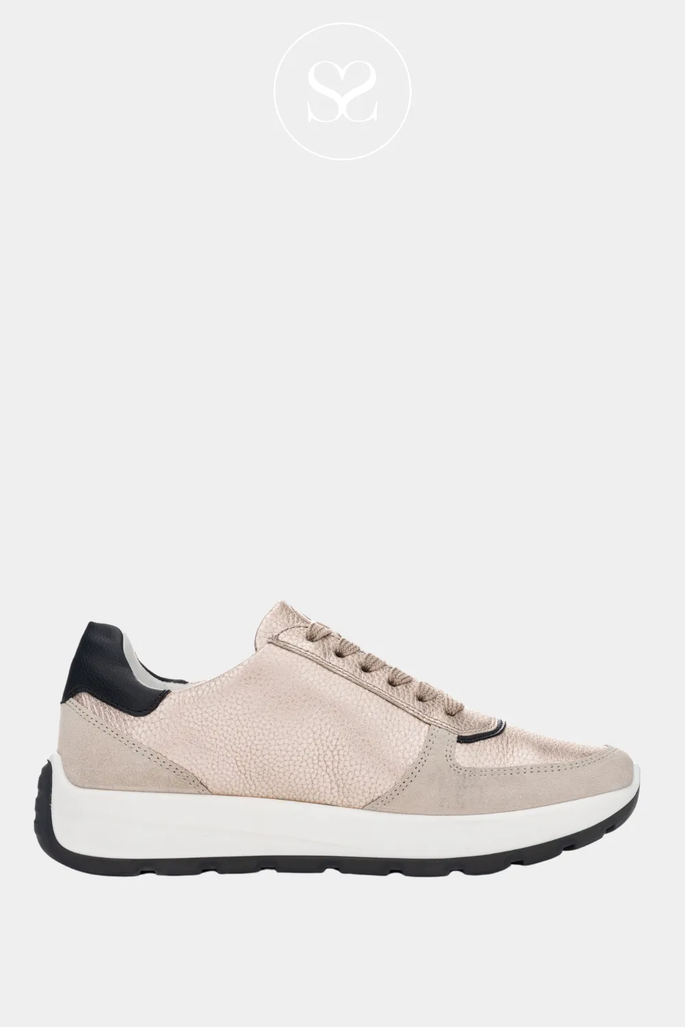 ARA 12-25112 BRONZE/CREAM/ BLACK LEATHER WEDGE TRAINERS