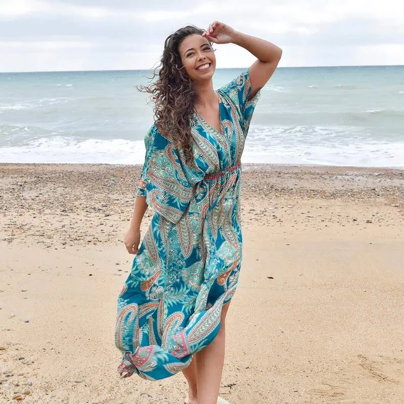 Aspen Turquoise Dress with Tassels