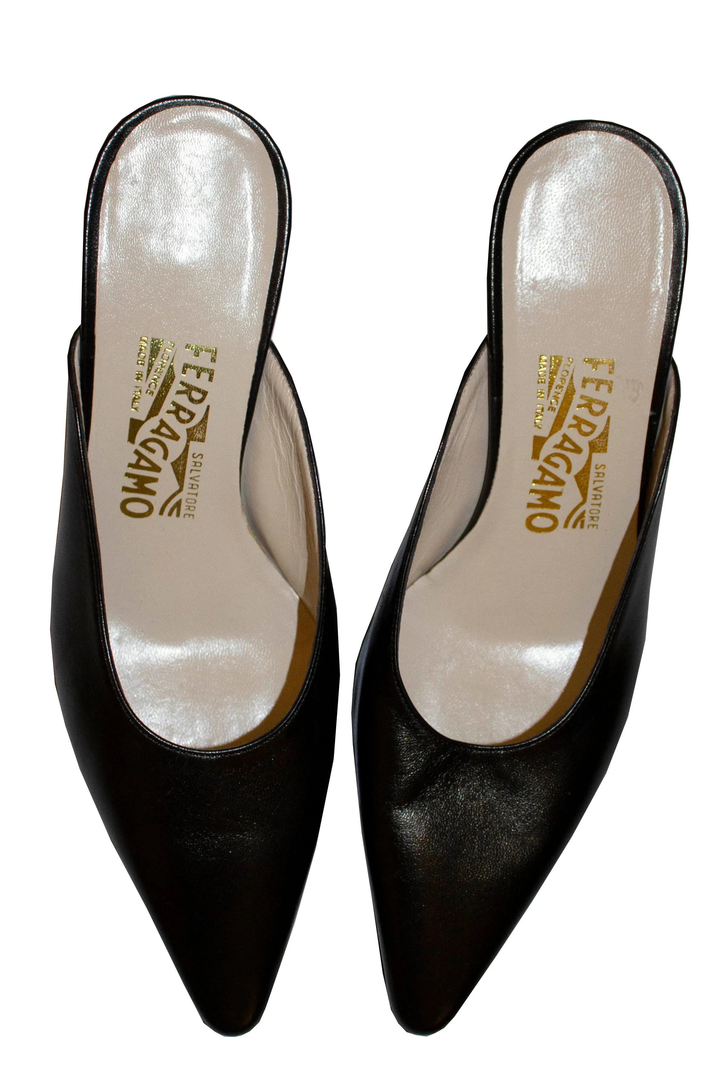 Black Leather Ferragamo Mules Unworn size 6c