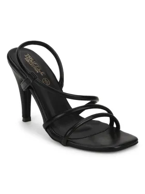 Black PU Slip On Stilettos