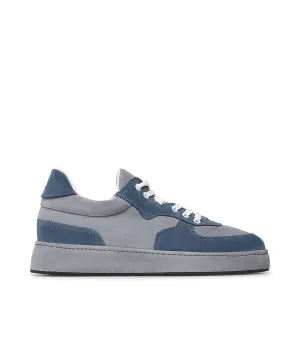 Blue and grey suede sneakers
