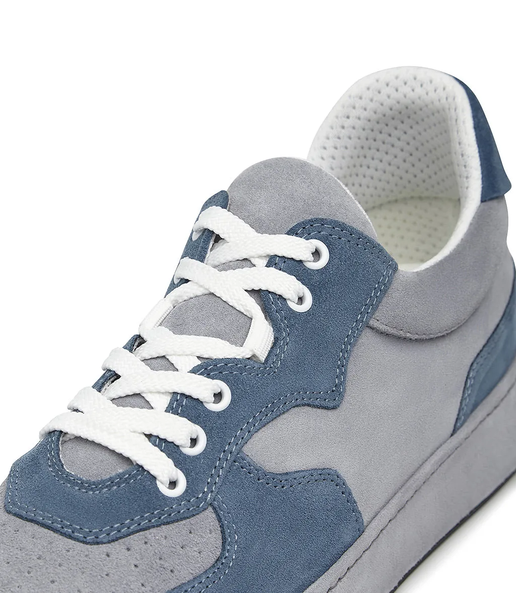 Blue and grey suede sneakers