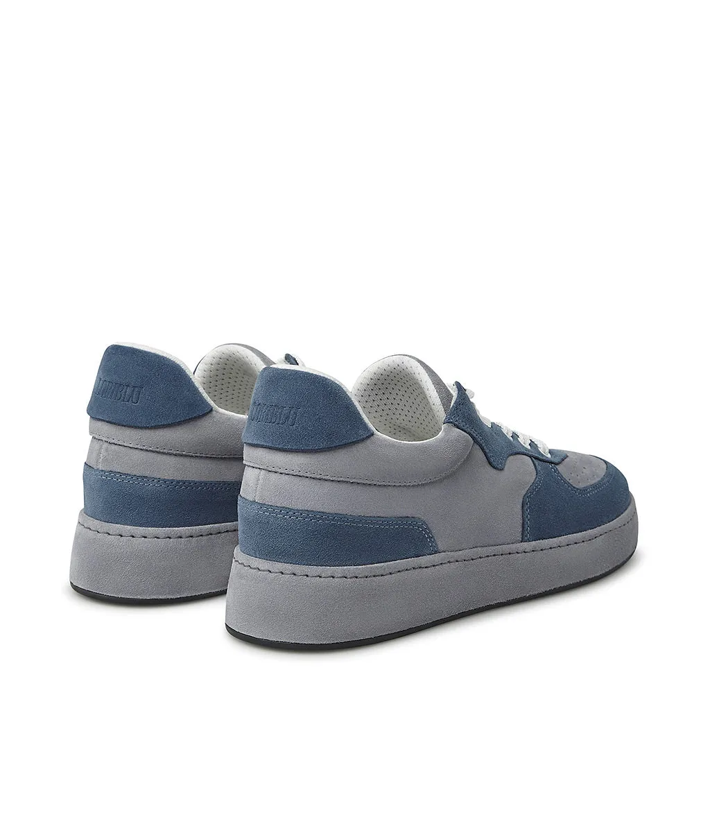 Blue and grey suede sneakers