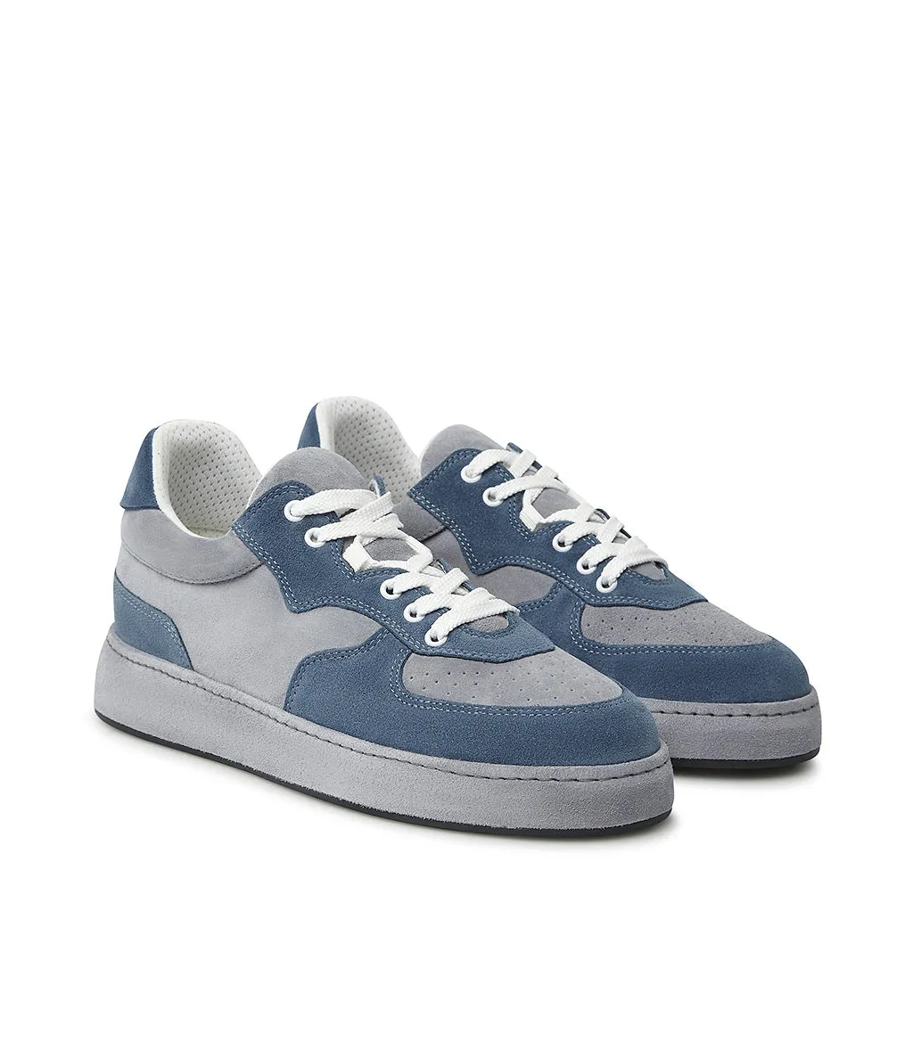 Blue and grey suede sneakers