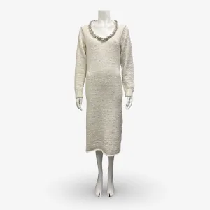Bottega Veneta Pre-fall 2020 Ecru Sweater Dress With a Chain Detail