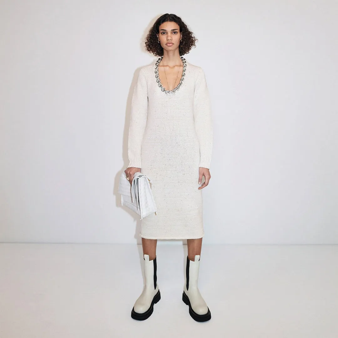 Bottega Veneta Pre-fall 2020 Ecru Sweater Dress With a Chain Detail