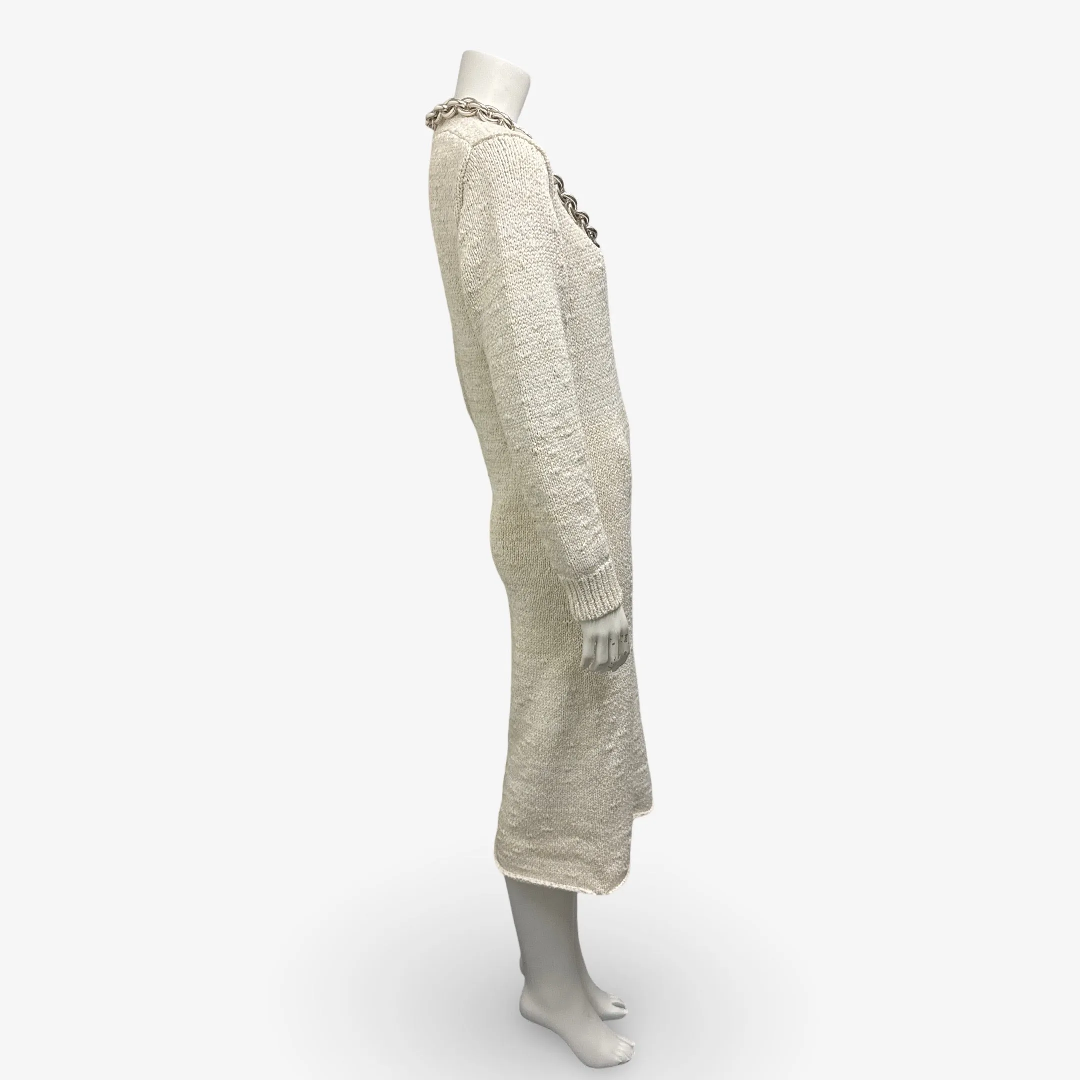 Bottega Veneta Pre-fall 2020 Ecru Sweater Dress With a Chain Detail