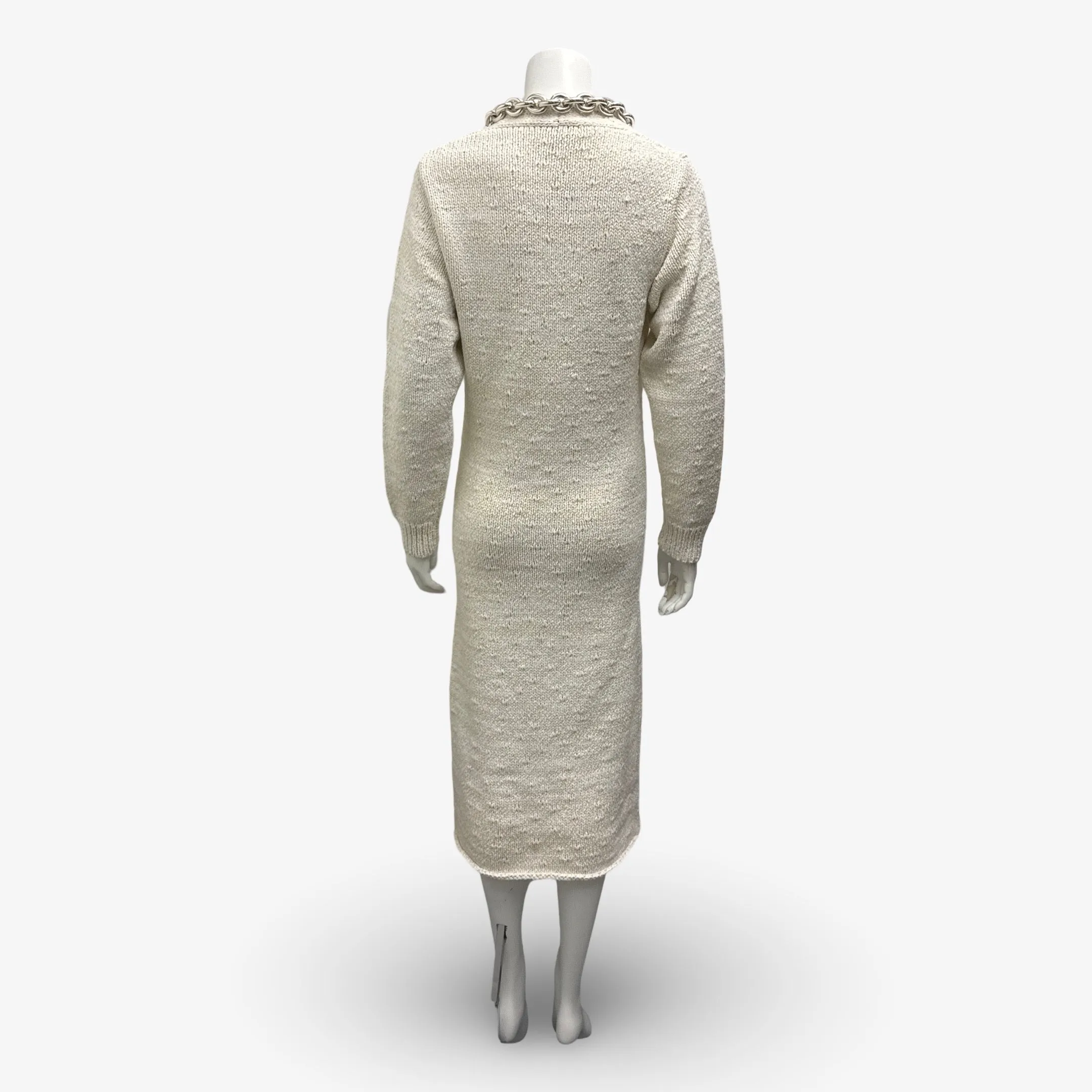 Bottega Veneta Pre-fall 2020 Ecru Sweater Dress With a Chain Detail