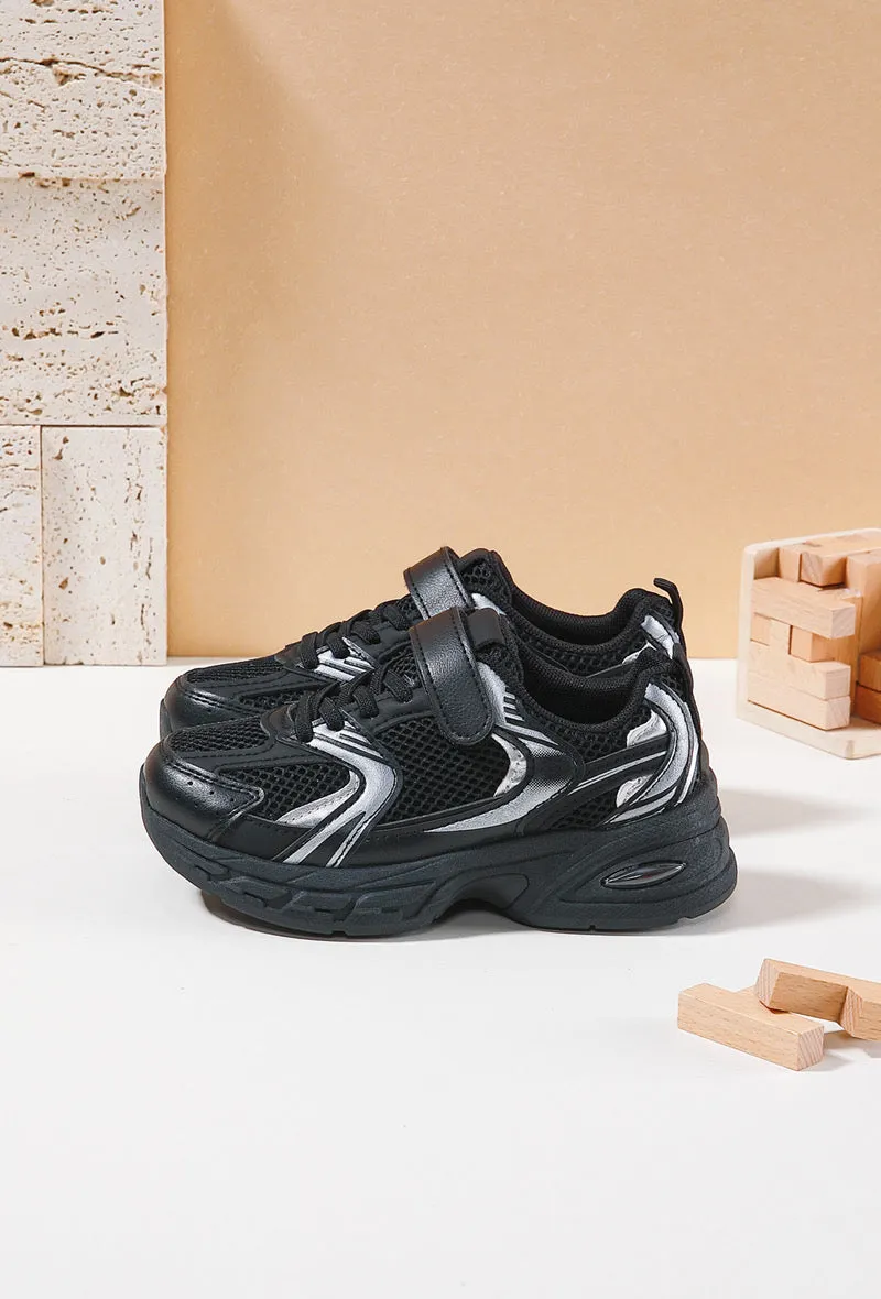 Boys & Girls Black Chunky Sole Fashion Trainers