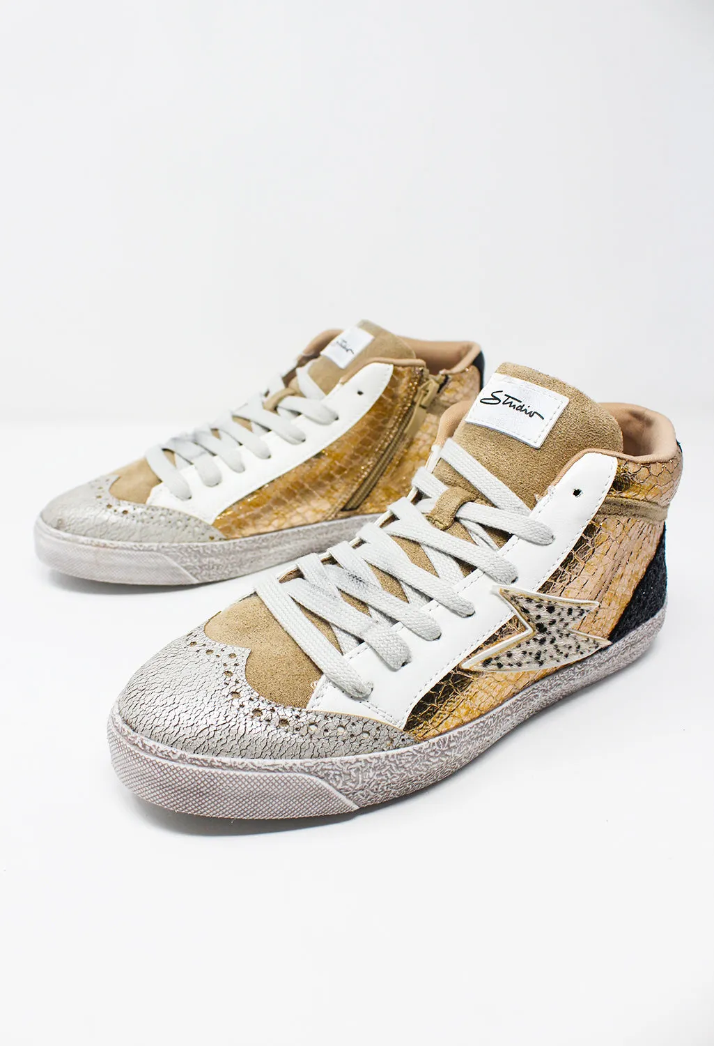 Bronze Snakeskin Trainers