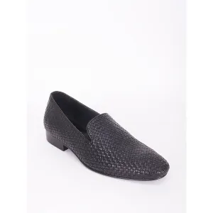 Bubber Couture Black Mesh Italian Leather Slip On Casual Mocassins
