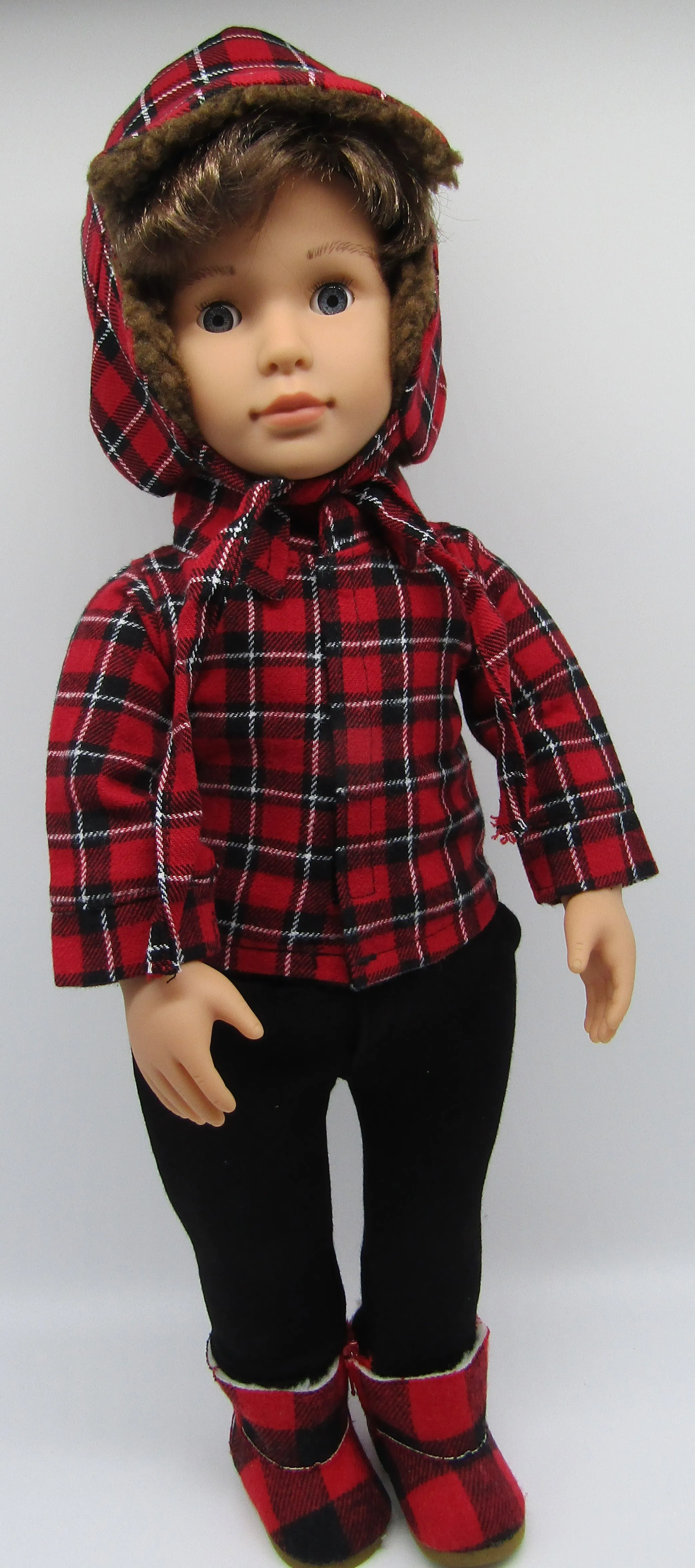 Buffalo Plaid 3 Piece Outfit 18 inch Doll: Red
