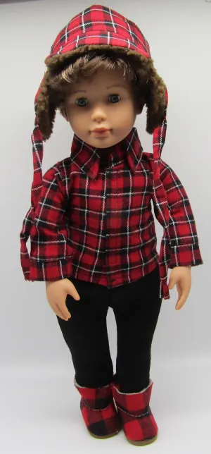 Buffalo Plaid 3 Piece Outfit 18 inch Doll: Red