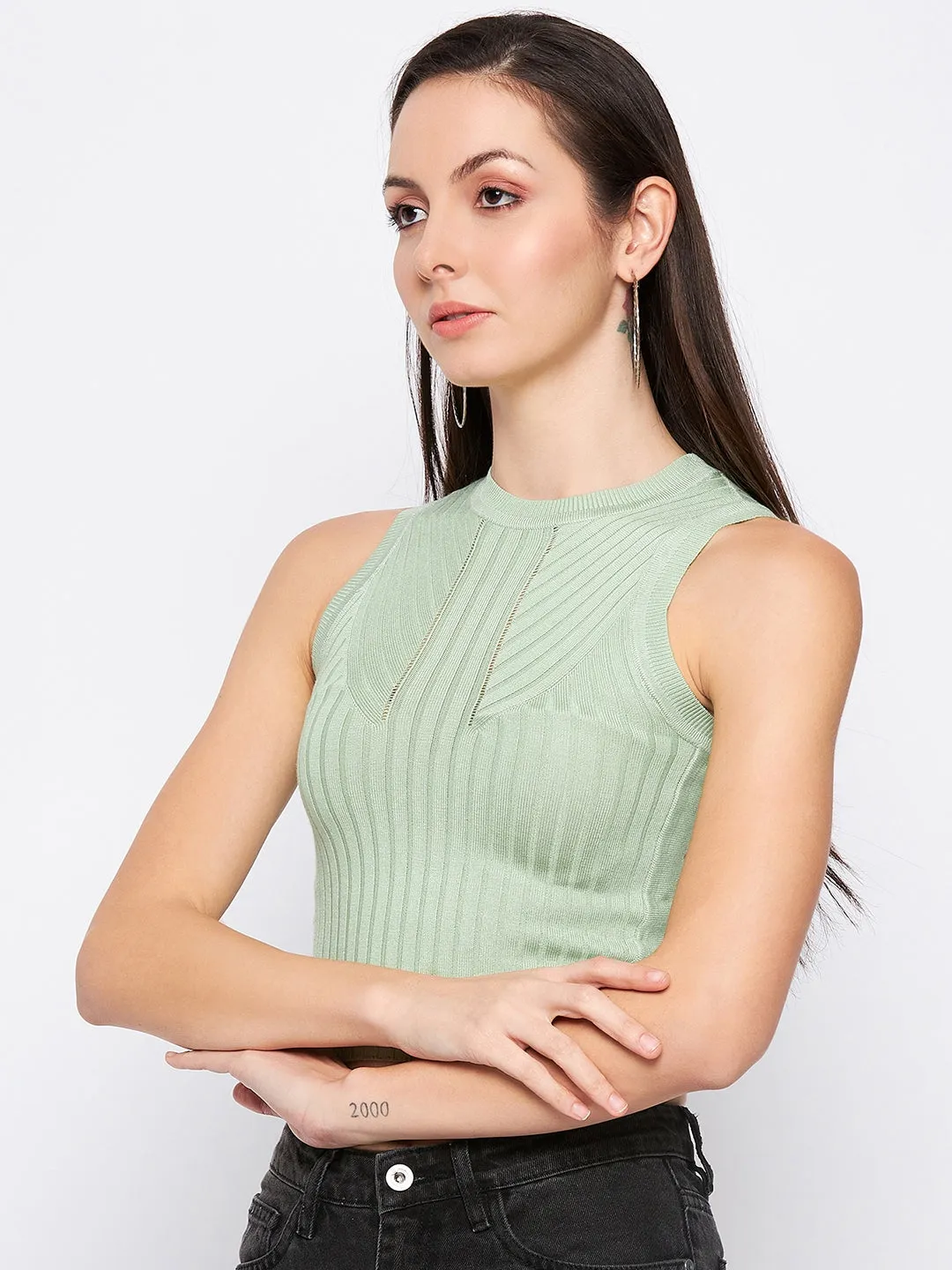 Camla Barcelona Peacock Halter Crop Top