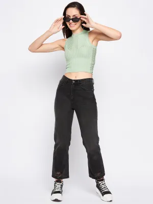 Camla Barcelona Peacock Halter Crop Top