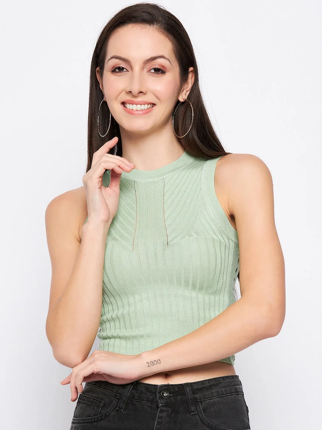 Camla Barcelona Peacock Halter Crop Top