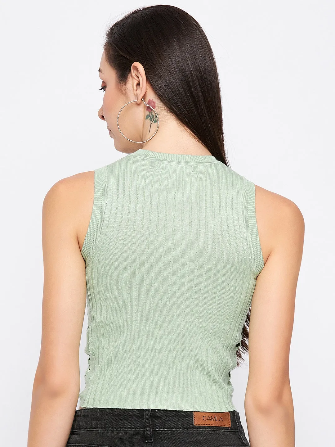 Camla Barcelona Peacock Halter Crop Top