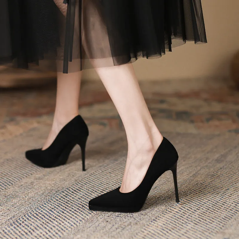 Check Pointed Fine High Heels Stilettos