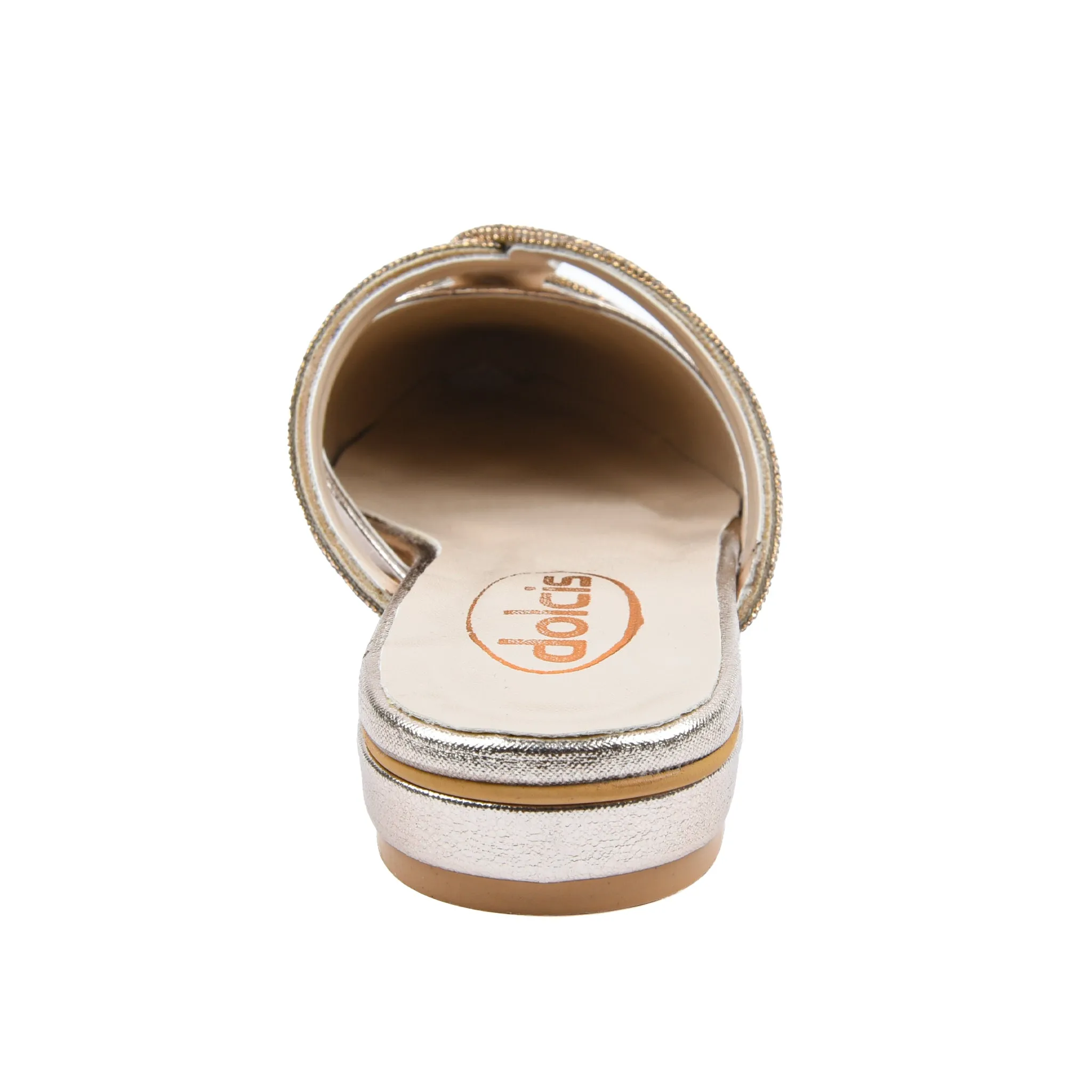 Chic Silver Strappy Flat Mules | 405M-X