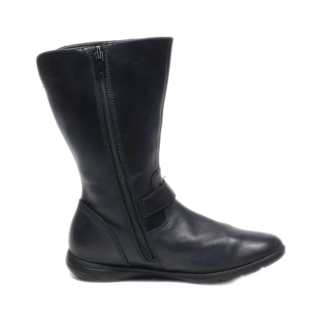 Clarks High Boots Leather Black Colour For Kids