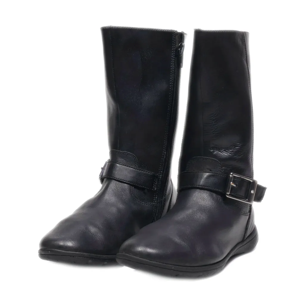 Clarks High Boots Leather Black Colour For Kids