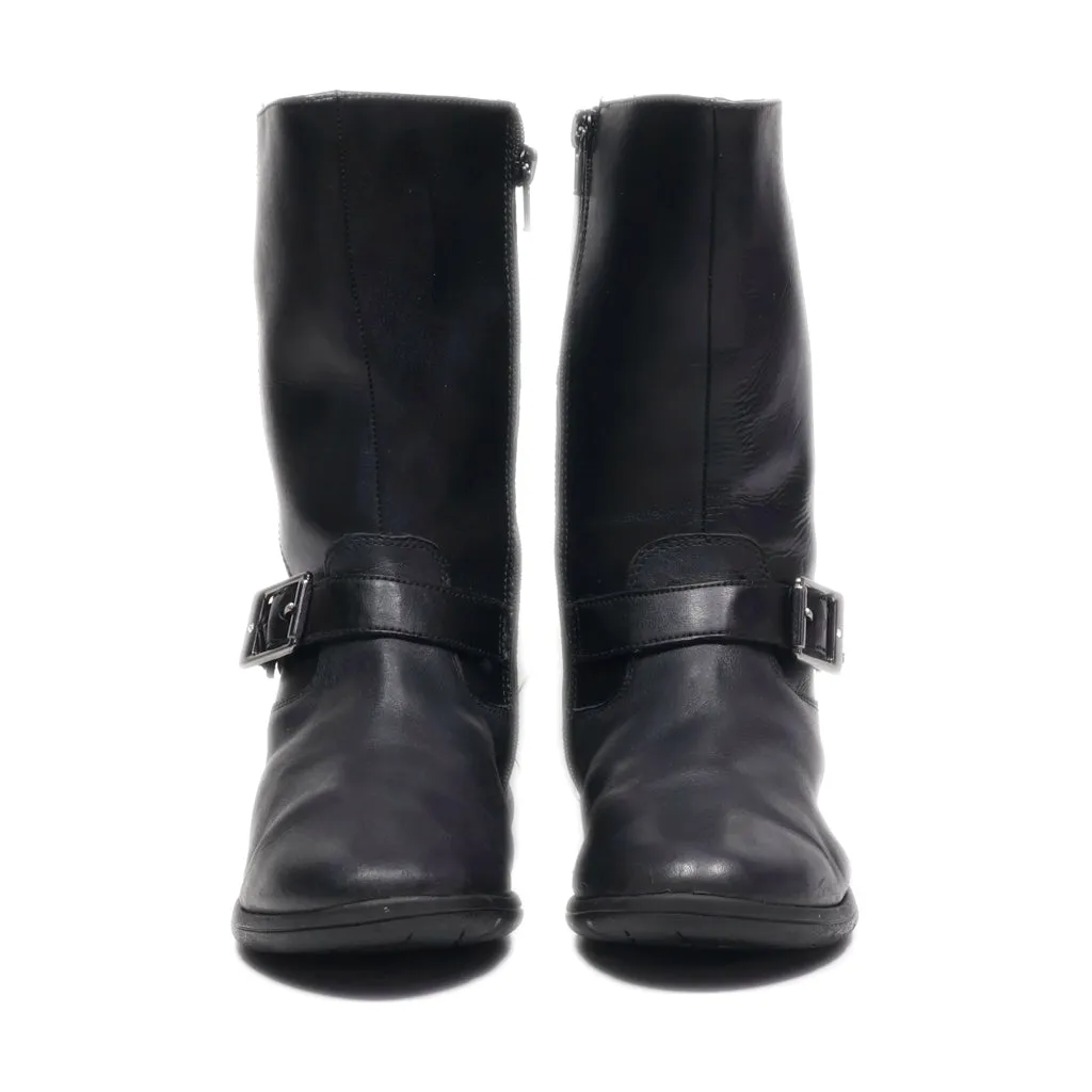 Clarks High Boots Leather Black Colour For Kids