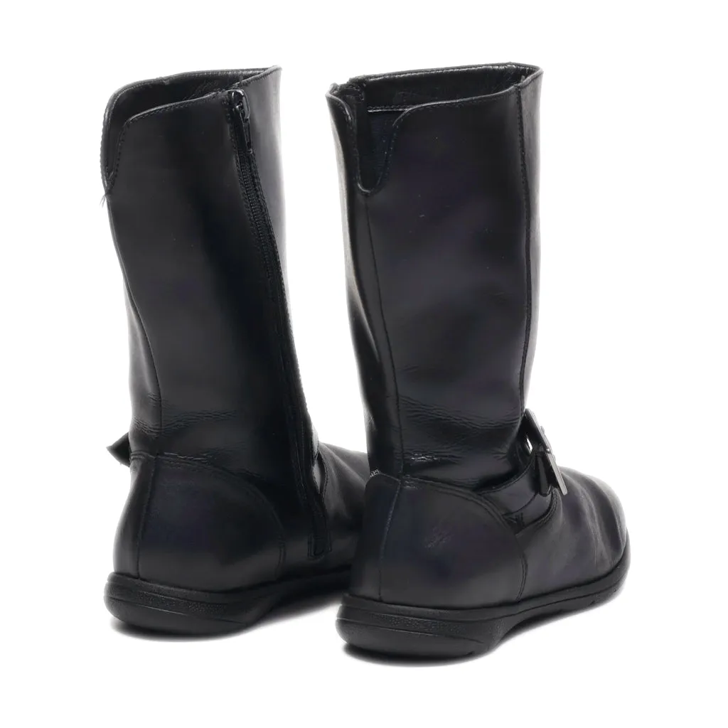 Clarks High Boots Leather Black Colour For Kids