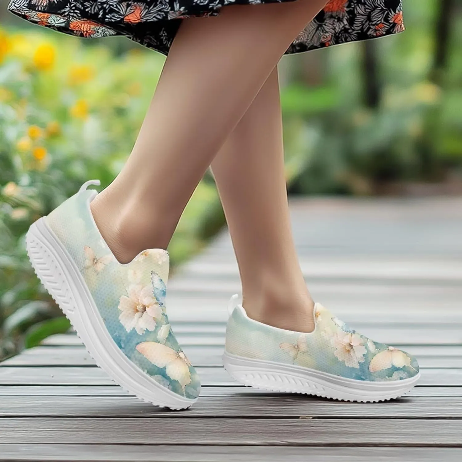 Coloranimal Platform Sneakers for Women Fashion Platform Loafers Slip On Shoes Womens Loafers High Top Athletic Sneakers Non Slip Ladies Jogging Shoes