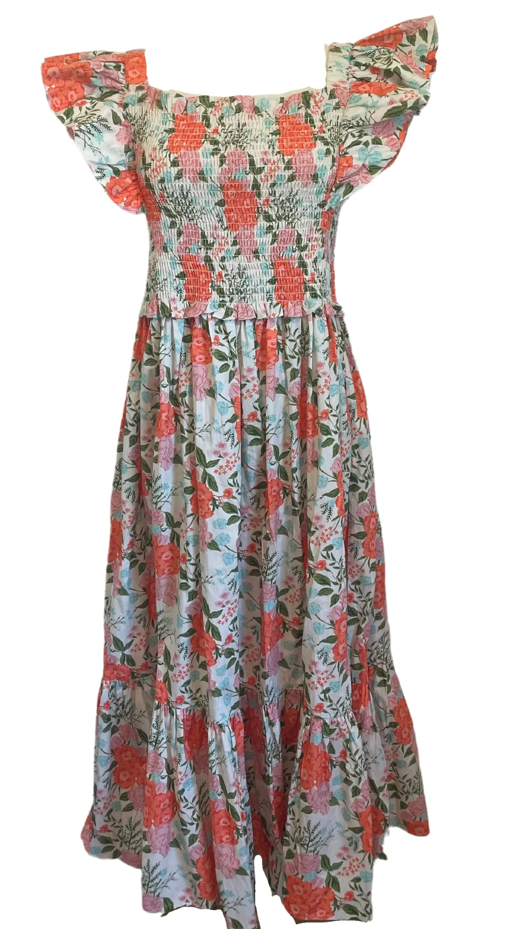 Country Couture Midi Dress - Orange Floral Chintz | Western & Preppy Elegance