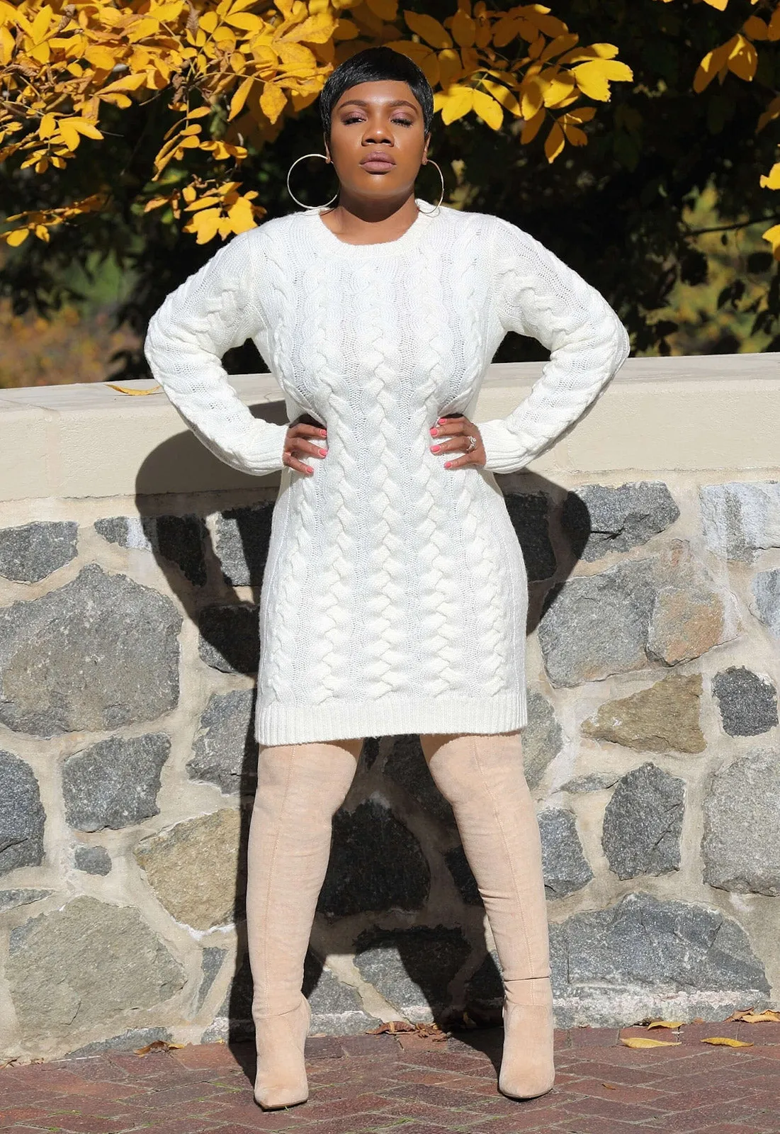 Cozy Me Up | Cable Sweater Dress