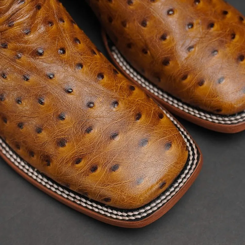 Italian Handmade Cozy Ostrich Knights Boots