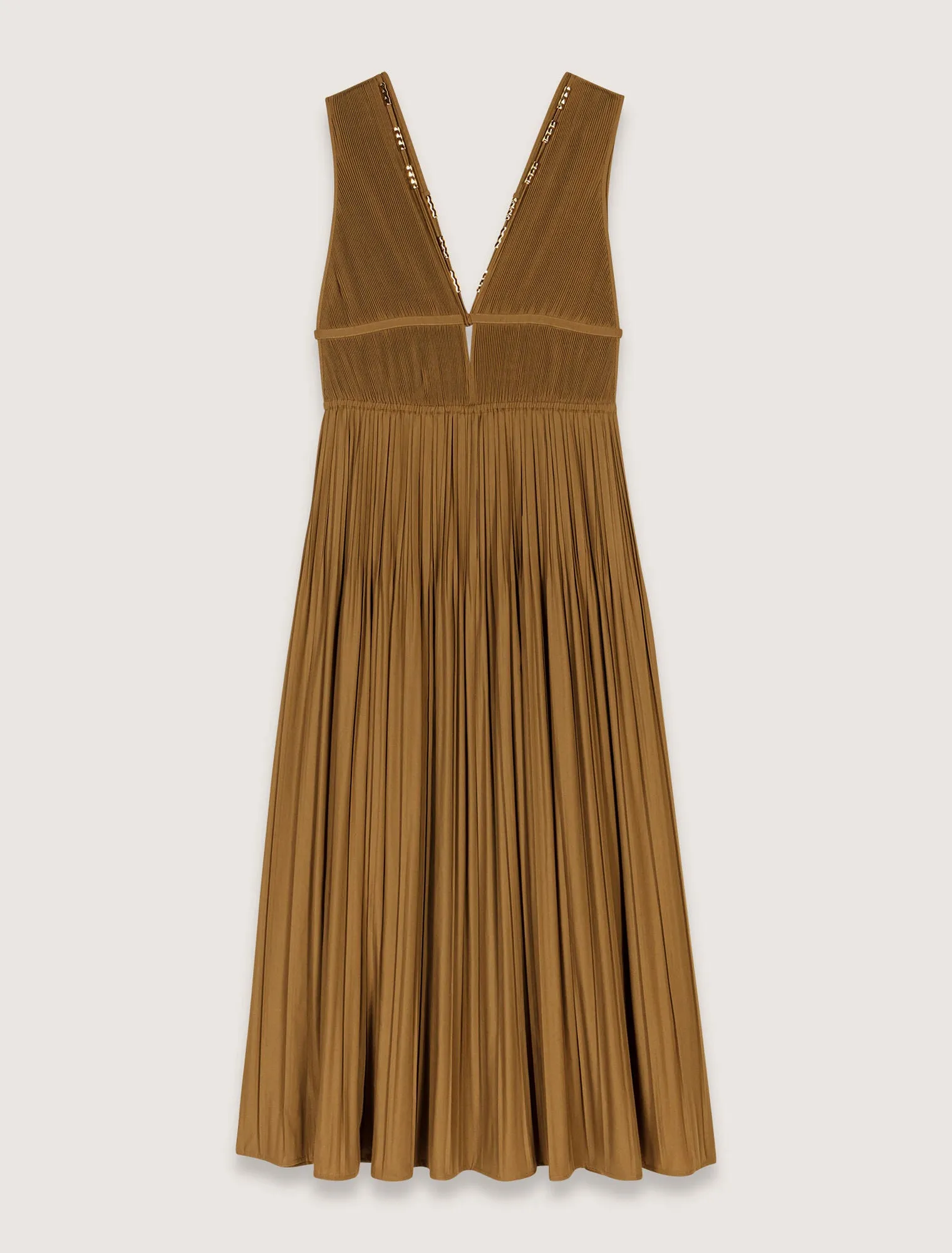 Jewellery neckline pleated dress