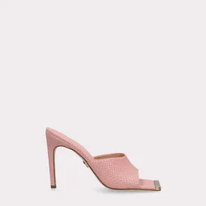 KALINA 05 PINK LIZZARD EMBOSSED LEATHER MULES