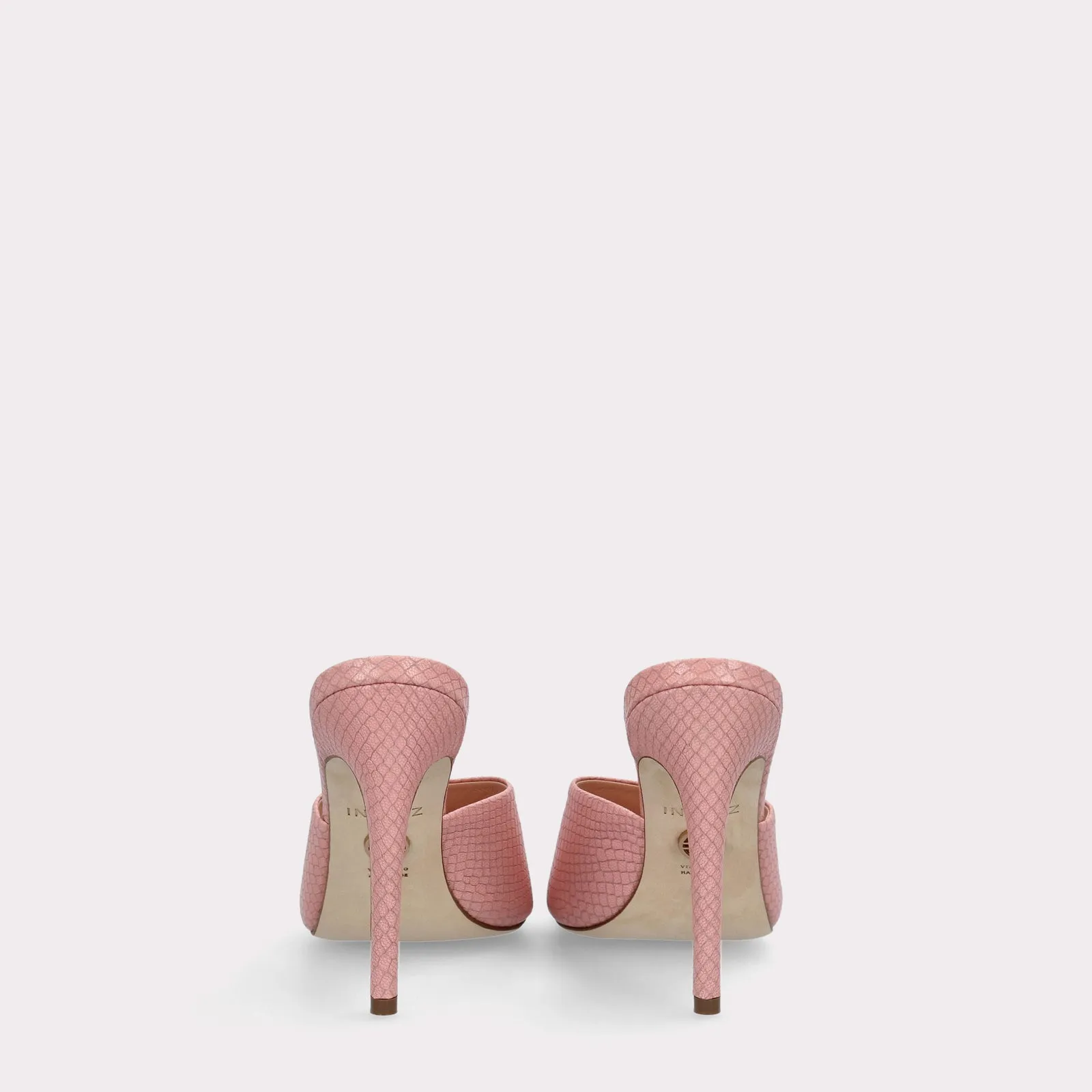 KALINA 05 PINK LIZZARD EMBOSSED LEATHER MULES