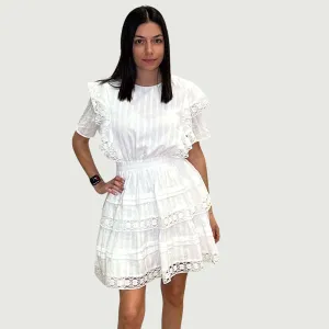 Lace Trim Tiered Mini Dress