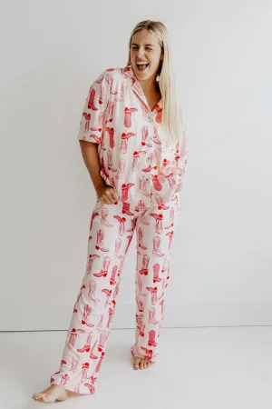 Light Pink Western Boots Cozy Wholesale Loungewear Pants Set