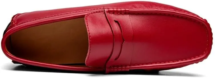 Loafers for Men Round Toe Vegan Leather Penny Driving Loafer Shoe Flat Heel Lightweight Comfortable Prom Slip On