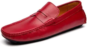 Loafers for Men Round Toe Vegan Leather Penny Driving Loafer Shoe Flat Heel Lightweight Comfortable Prom Slip On