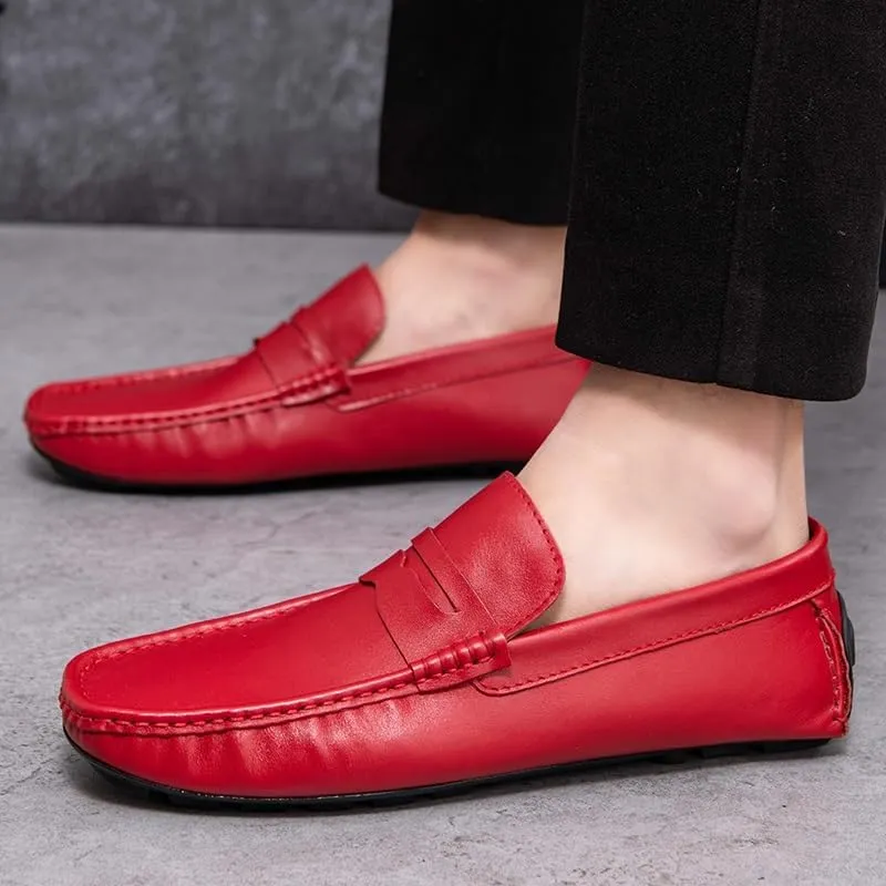 Loafers for Men Round Toe Vegan Leather Penny Driving Loafer Shoe Flat Heel Lightweight Comfortable Prom Slip On