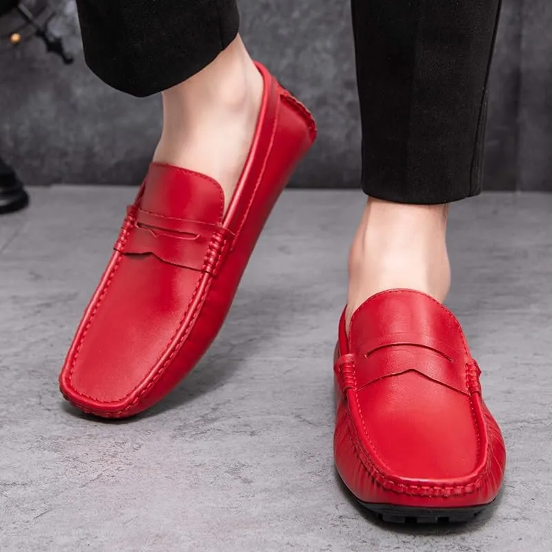 Loafers for Men Round Toe Vegan Leather Penny Driving Loafer Shoe Flat Heel Lightweight Comfortable Prom Slip On