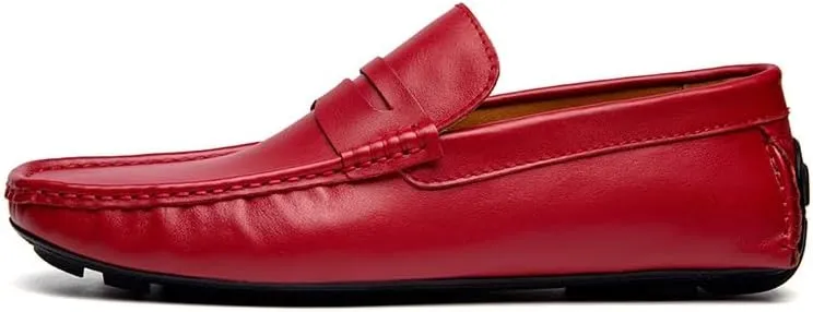 Loafers for Men Round Toe Vegan Leather Penny Driving Loafer Shoe Flat Heel Lightweight Comfortable Prom Slip On