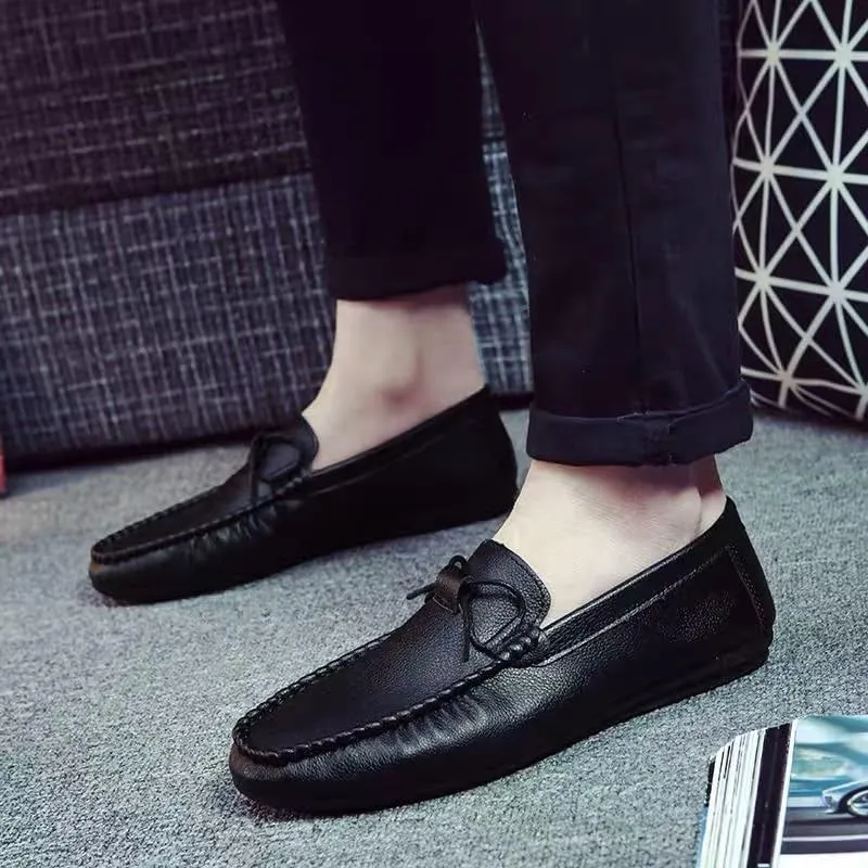 Men's Loafers Shoes Round Toe Solid Color Vegan Leather Loafer Shoes Flexible Resistant Flat Heel Wedding Slip On