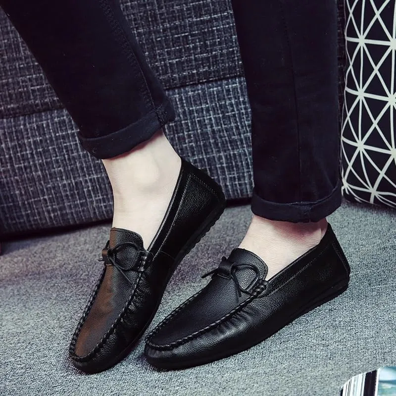 Men's Loafers Shoes Round Toe Solid Color Vegan Leather Loafer Shoes Flexible Resistant Flat Heel Wedding Slip On