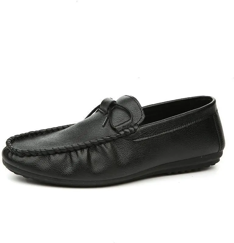 Men's Loafers Shoes Round Toe Solid Color Vegan Leather Loafer Shoes Flexible Resistant Flat Heel Wedding Slip On