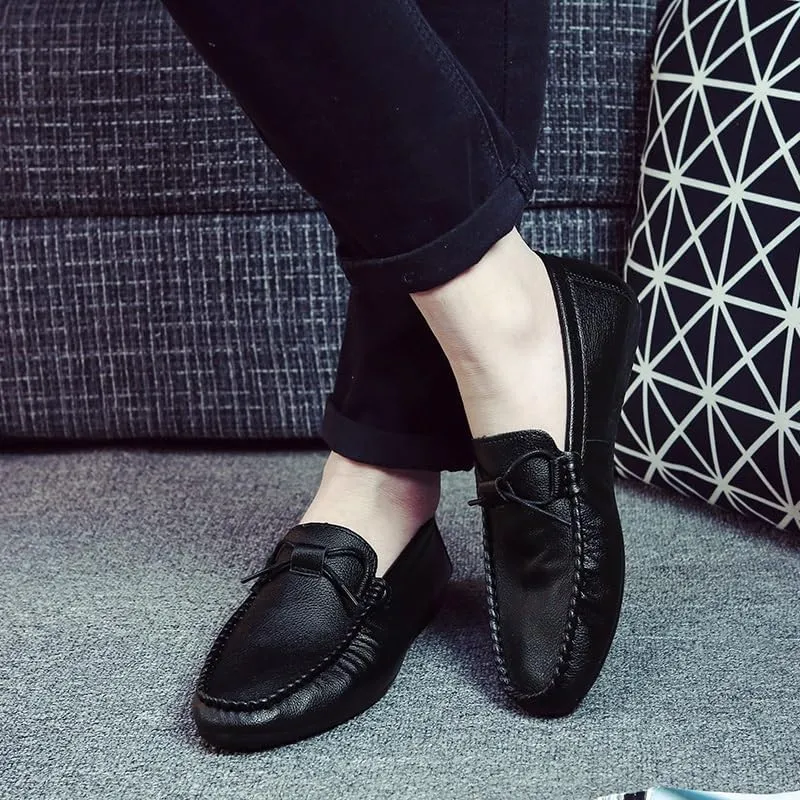 Men's Loafers Shoes Round Toe Solid Color Vegan Leather Loafer Shoes Flexible Resistant Flat Heel Wedding Slip On
