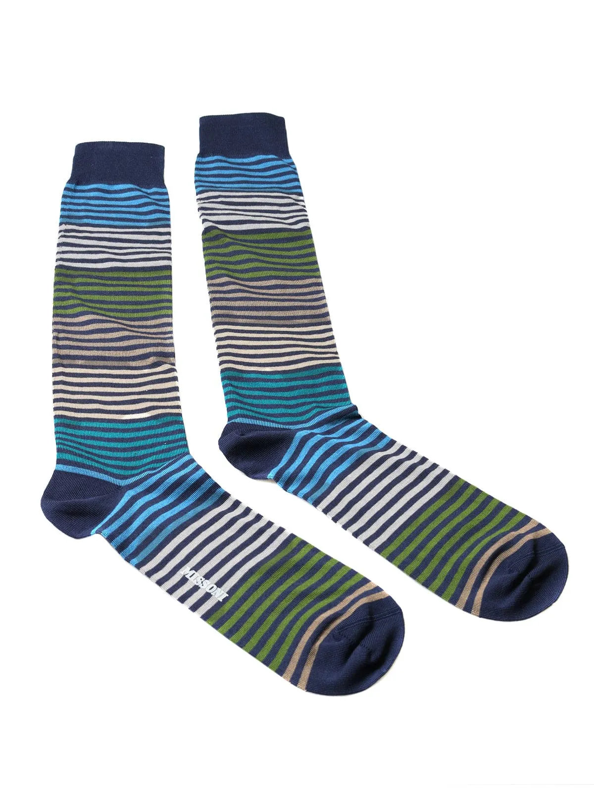 Missoni GM00CMU5233 0003 Turquoise/Green Striped Knee Length Socks