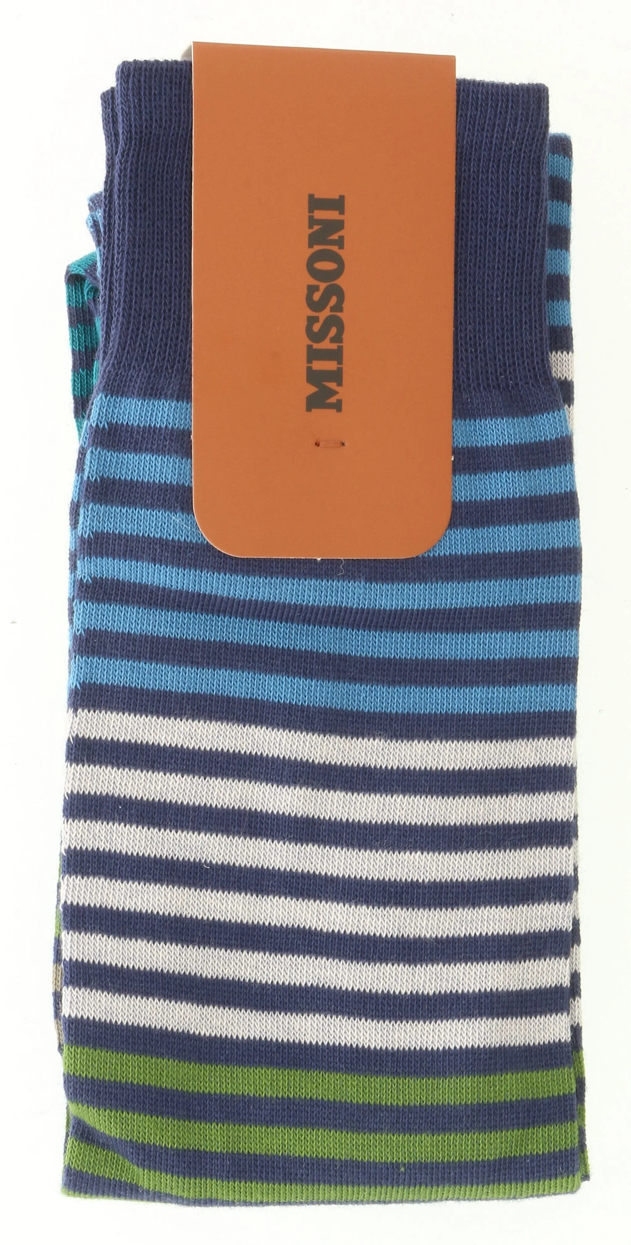 Missoni GM00CMU5233 0003 Turquoise/Green Striped Knee Length Socks