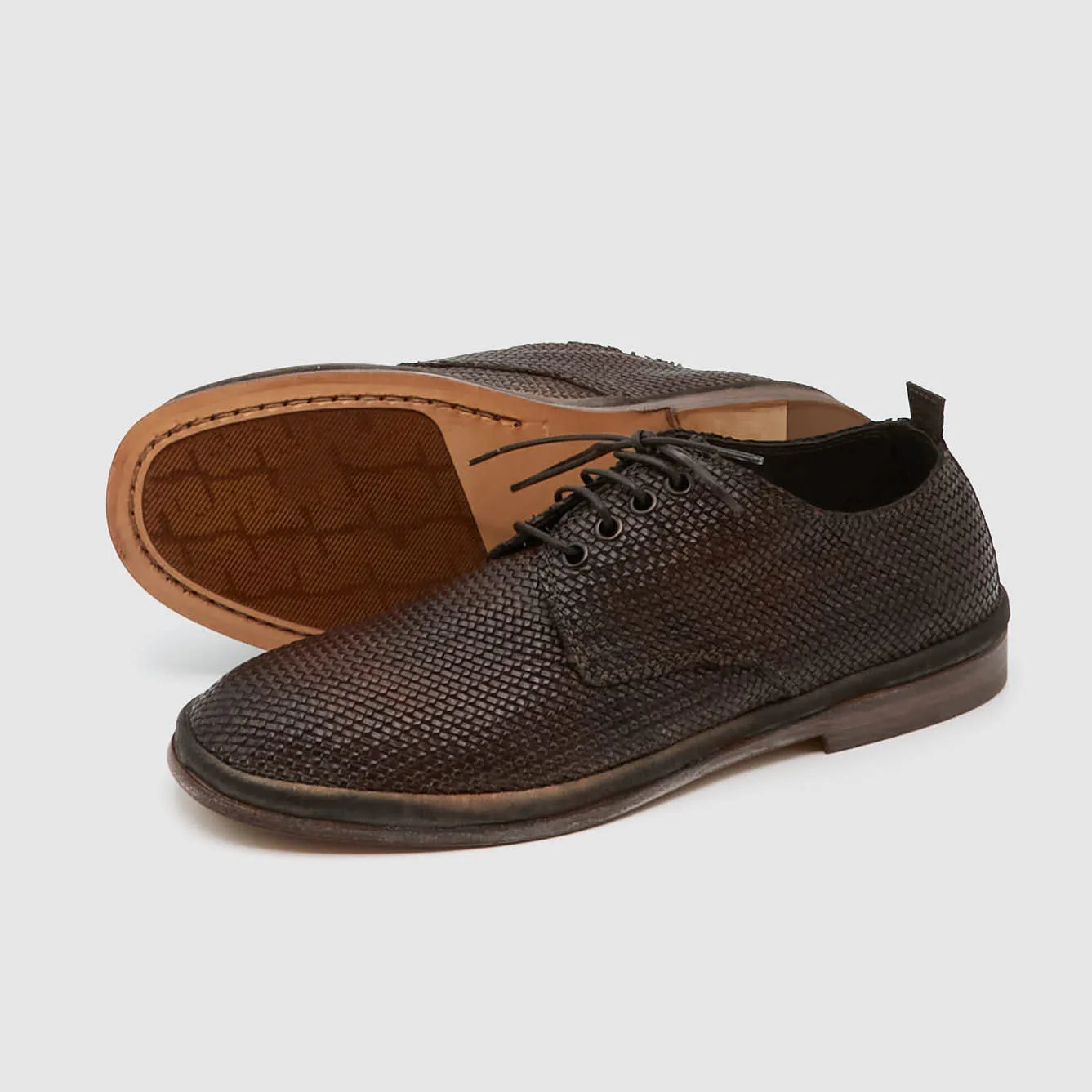Moma Ladies Braided Intreccio Derby Shoes
