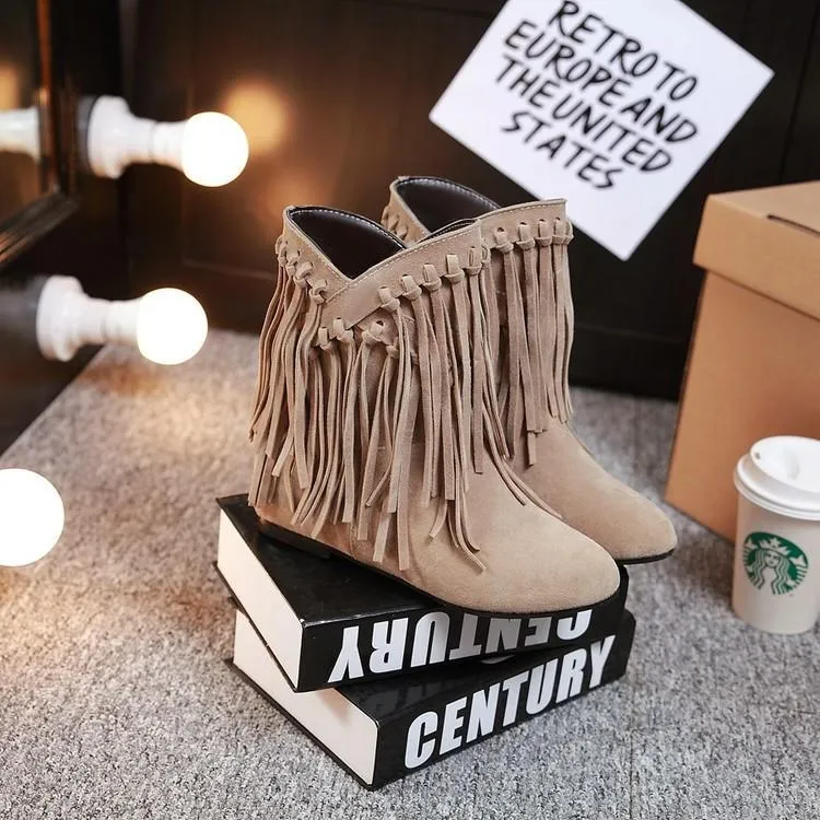 Nubuck Leather Tassel Women's Boots