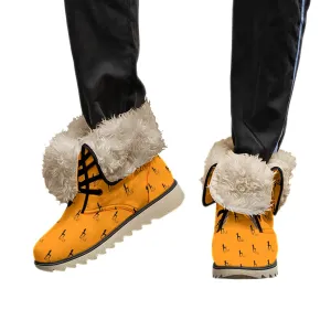 Officially Sexy Neon Orange & Black Skyline Collection Plush Boots